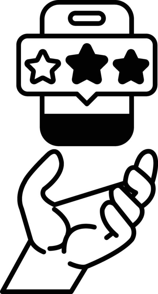 hand holding a phone with a star rating system vector