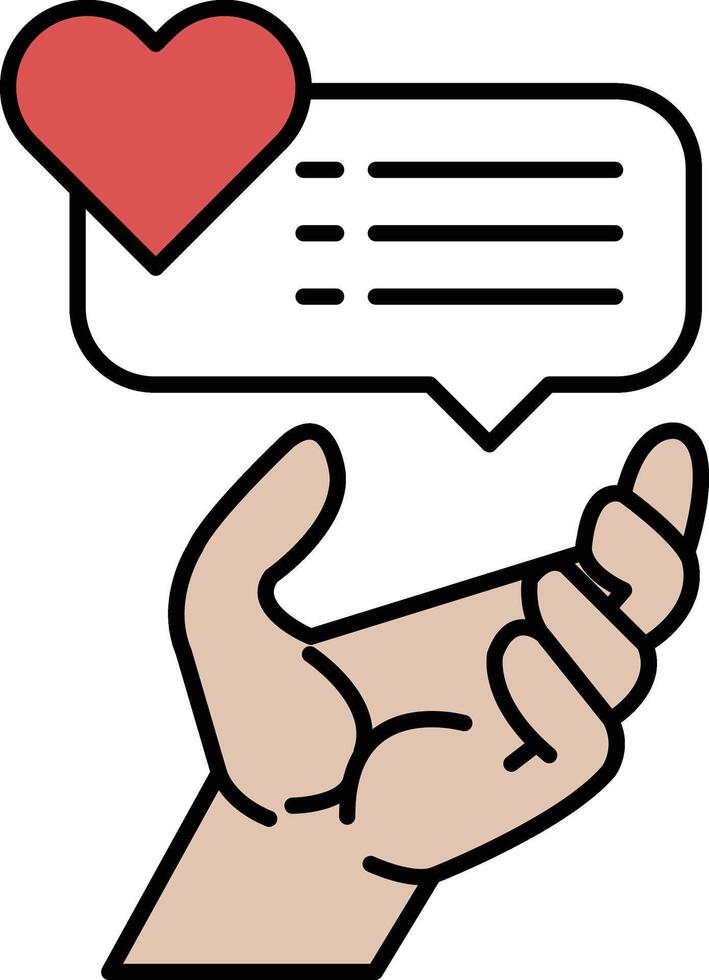 A hand holding a heart with a speech bubble that says I love you vector