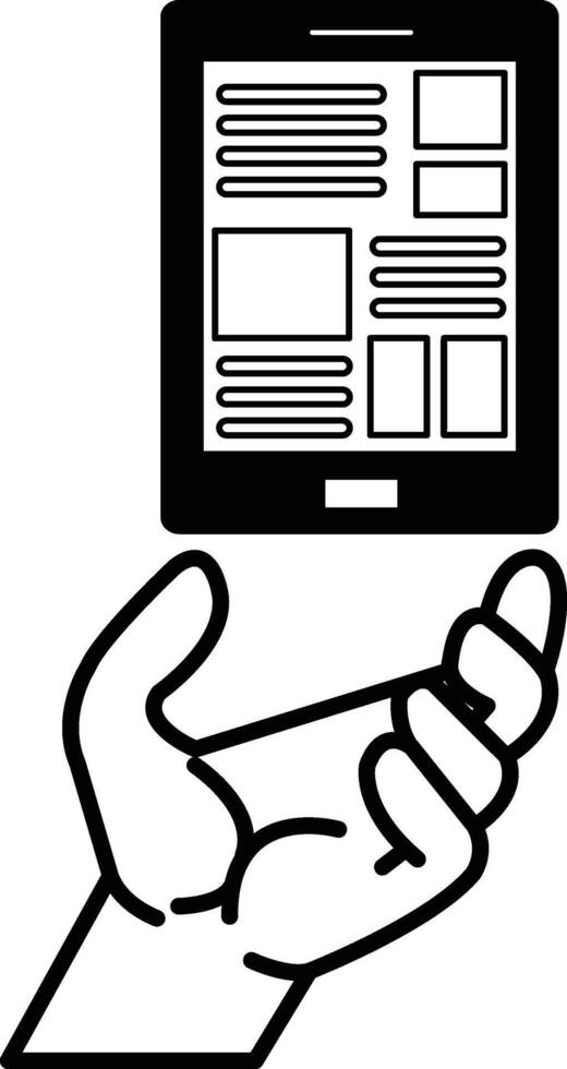 hand holding a cell phone with a screen vector