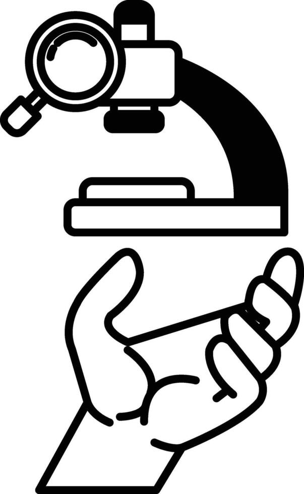 hand is holding a microscope vector