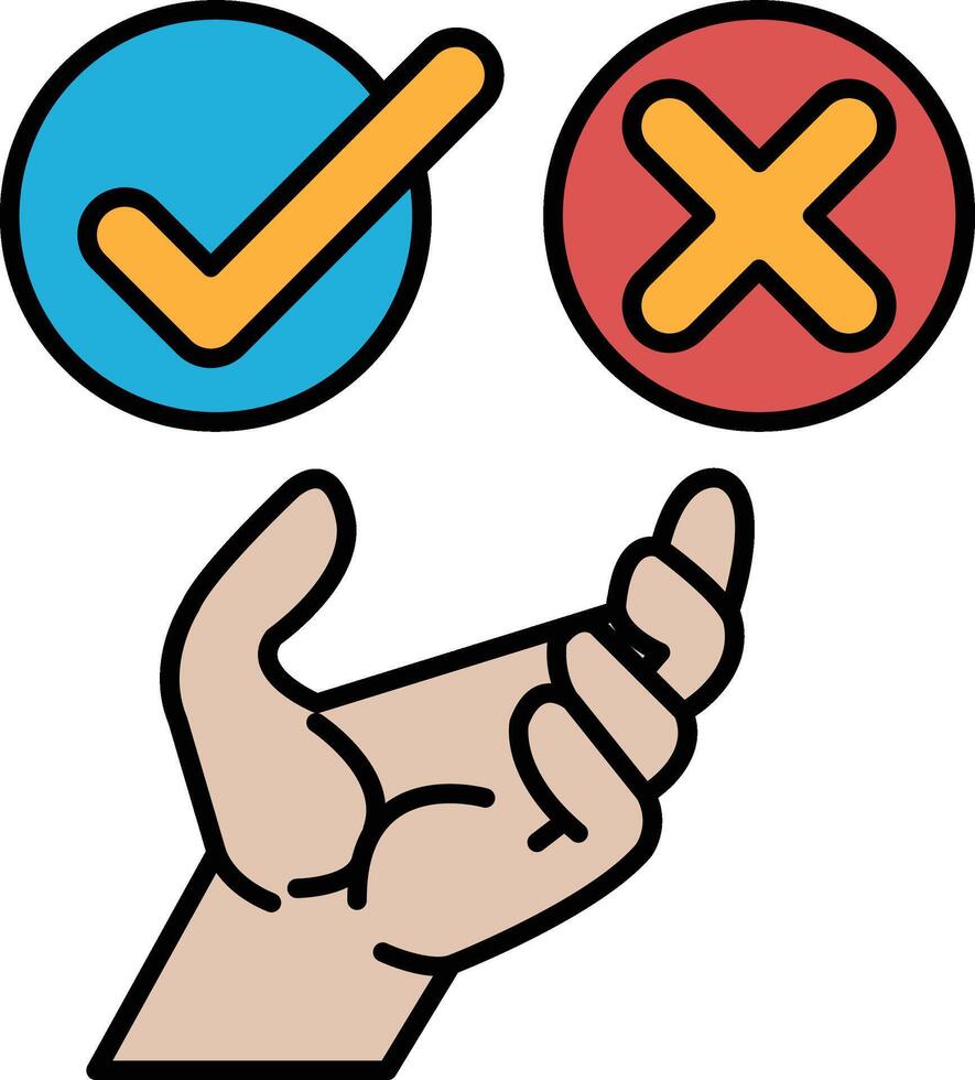 A hand holding a red and blue check mark vector
