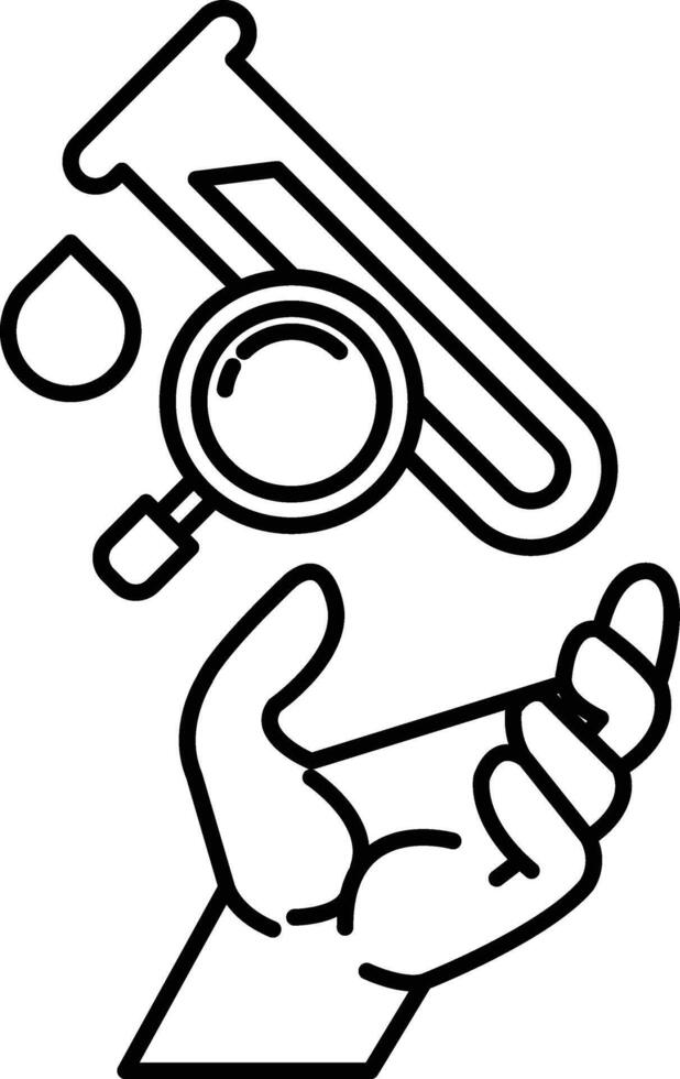 hand holding a magnifying glass over a blood sample vector