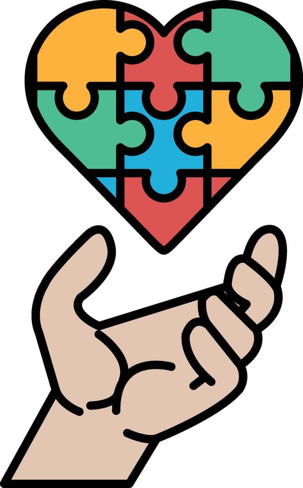 A hand holding a puzzle piece heart vector