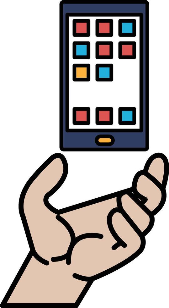 A hand holding a cell phone vector