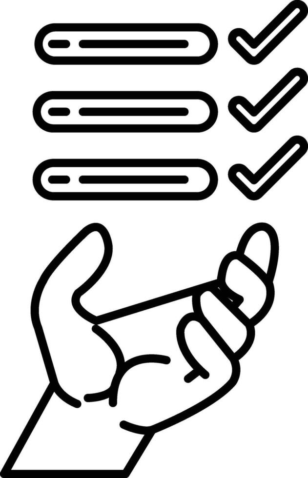 hand holding a check mark with a thumbs up vector
