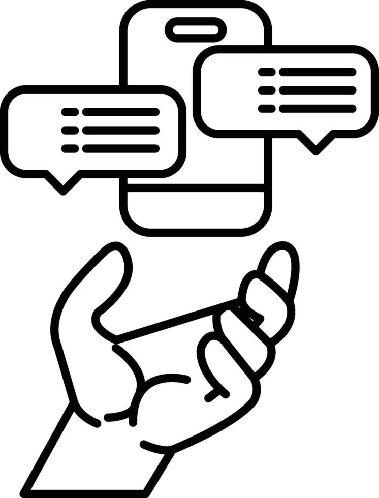 hand holding a cell phone with a chat bubble on it vector