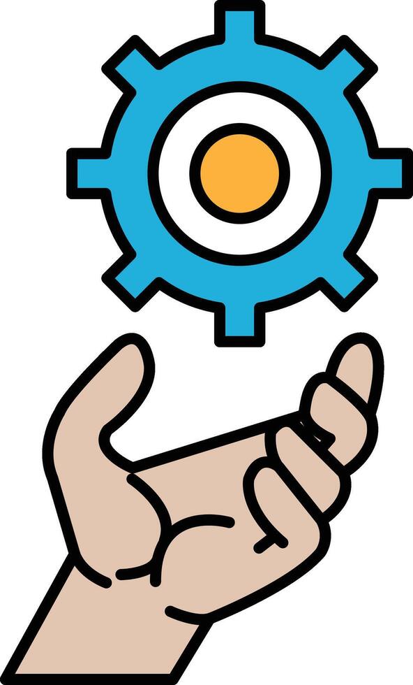A hand is holding a gear, symbolizing the importance of gears in machinery vector