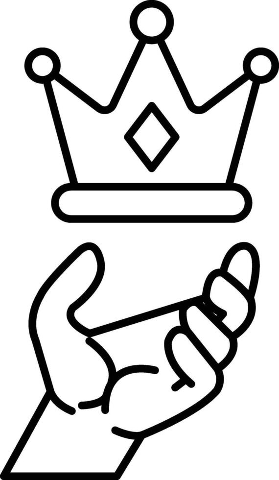 hand holding a crown in line art style vector