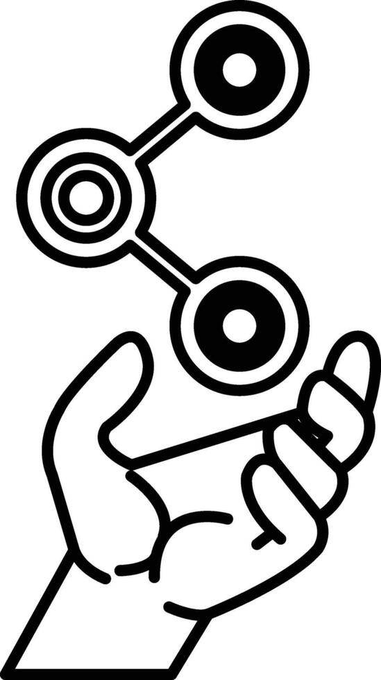 hand holding three circles that are connected to each other vector