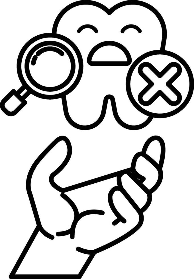 cartoon of a toothbrush with a magnifying glass over it vector