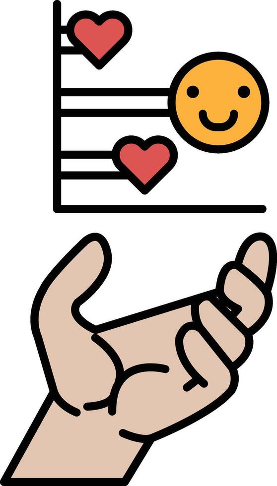 A hand holding a heart and smiling vector
