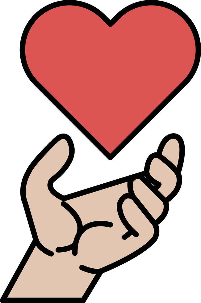 A hand holding a red heart vector