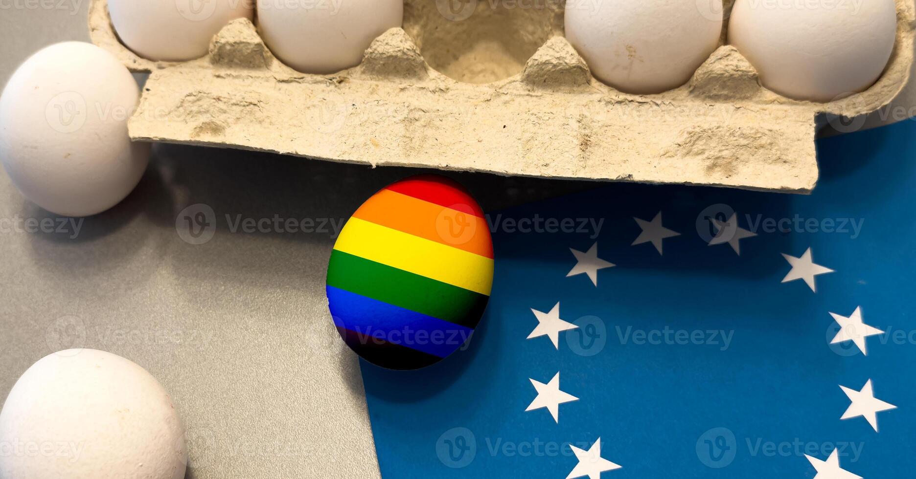 Egg with rainbow colors, European Union flag photo