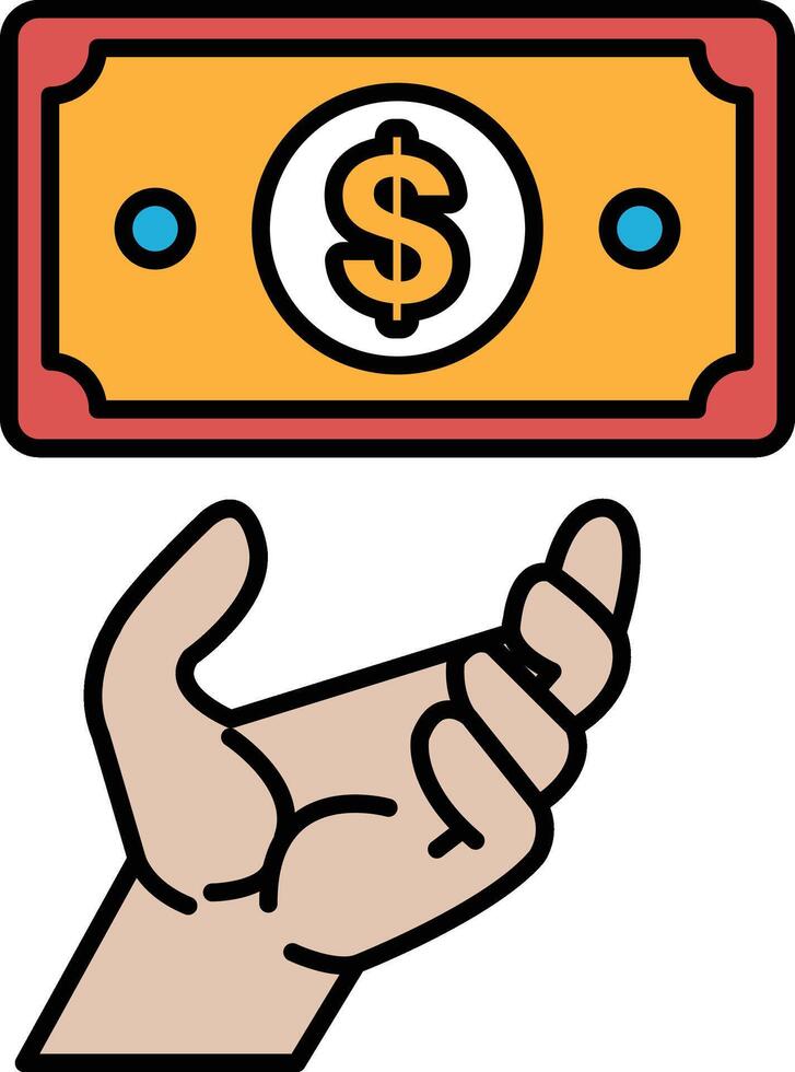 A hand holding a dollar bill vector