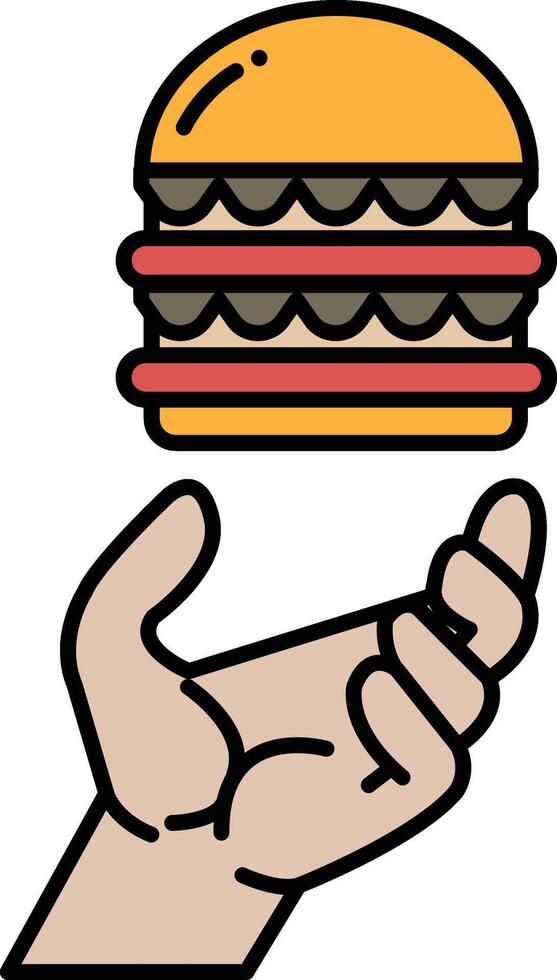 A hand is holding a hamburger vector
