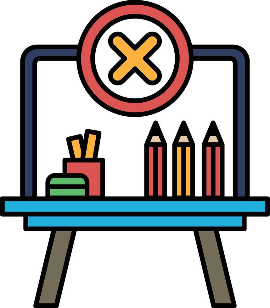 A blue desk with a red circle and an X on it vector