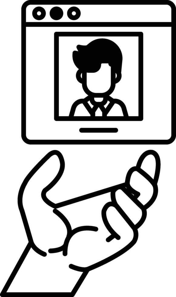 hand holding a picture of a man vector