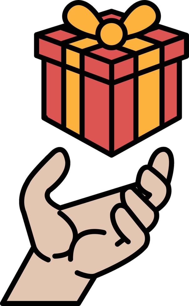 A hand is holding a red and yellow box vector