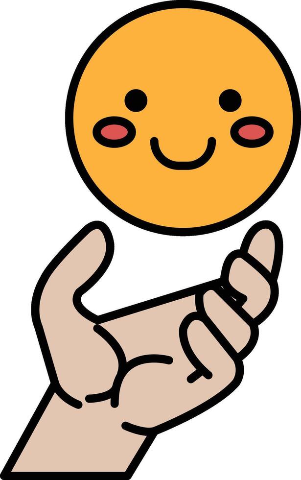 A cartoon drawing of a smiling face holding a ball vector