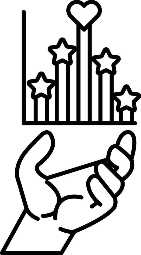 hand holding a heart and stars vector