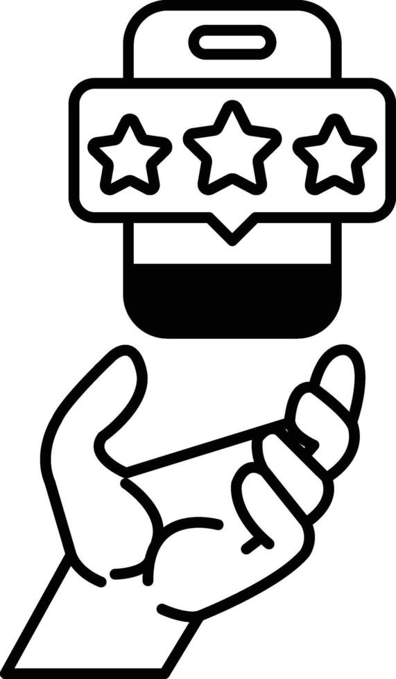 hand holding a phone with three stars on it vector