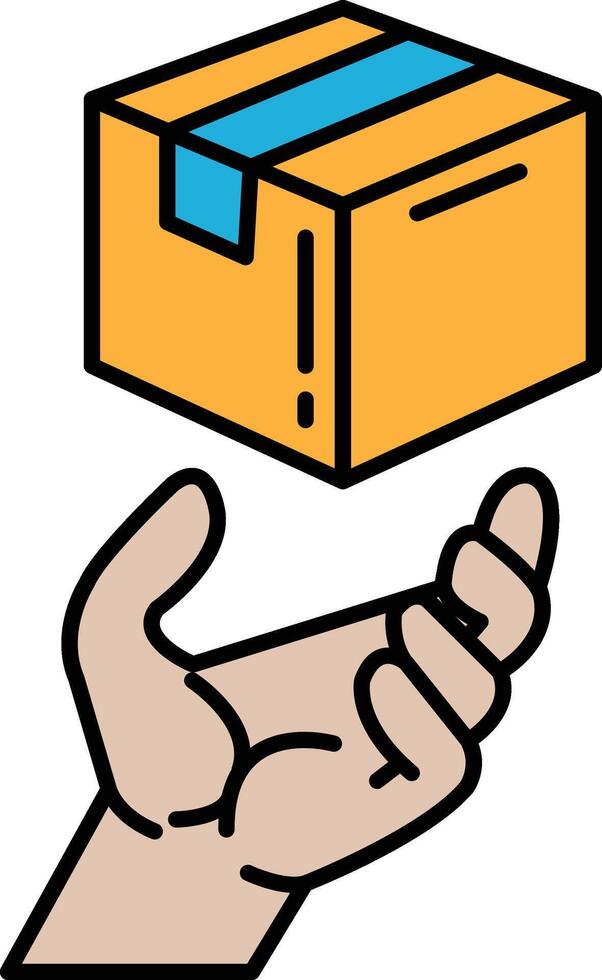 A hand holding a box with a blue stripe vector
