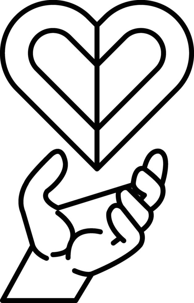 hand holding a heart in line art style vector