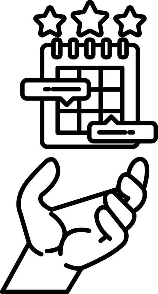 hand holding a calendar with stars on it vector