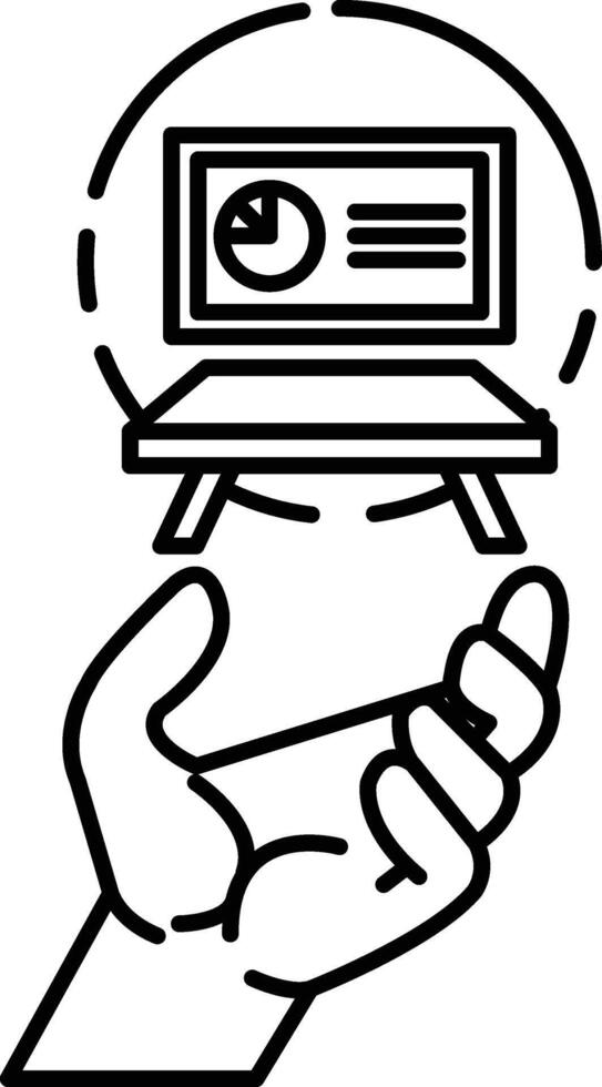 hand is holding a piece of paper that has a pie chart on it vector