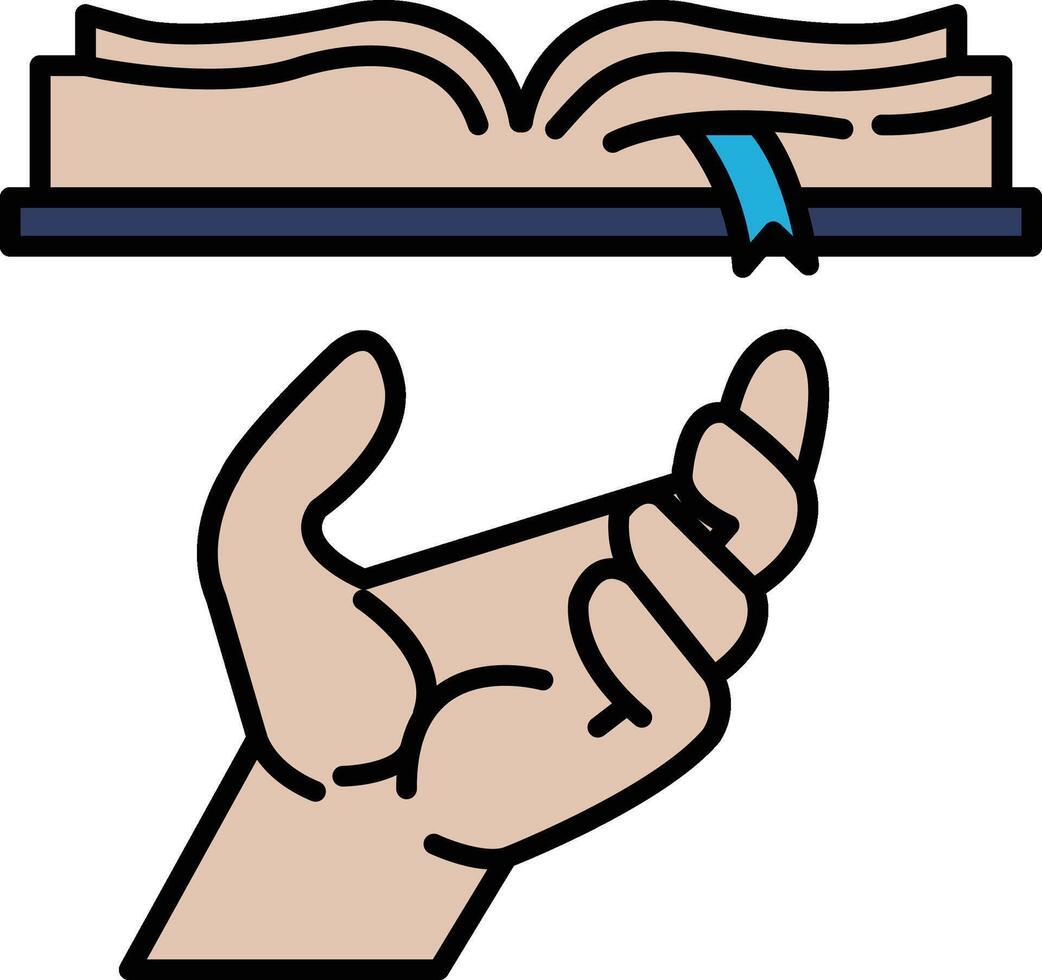 A hand holding a book with a bookmark vector