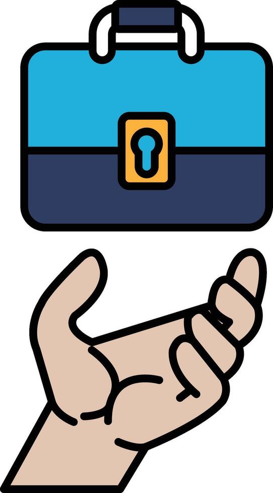 A hand holding a blue briefcase vector