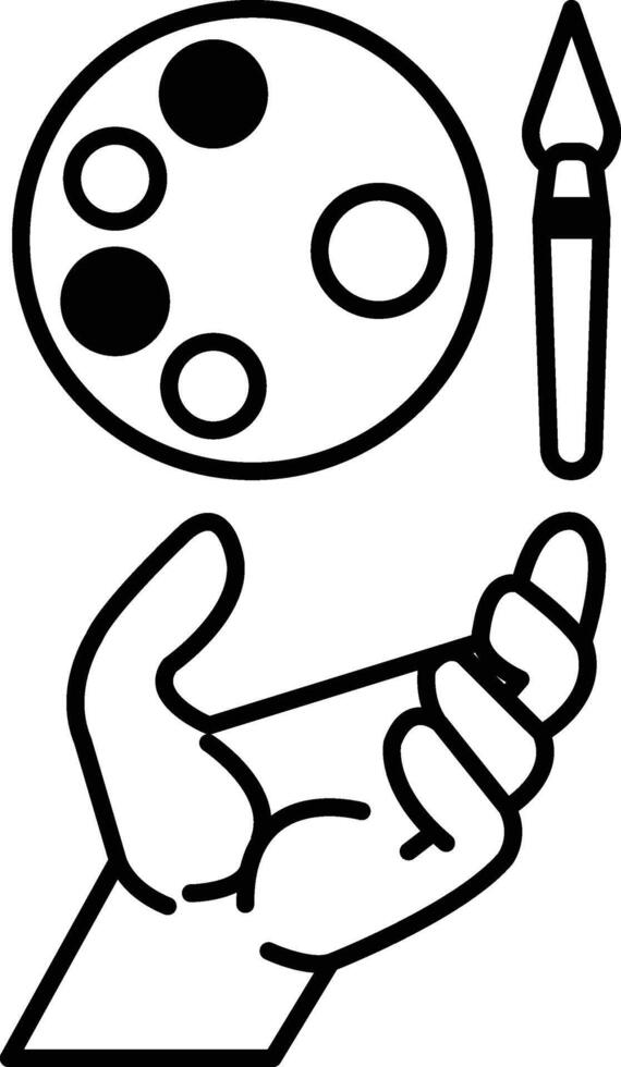 hand holding a paintbrush and a palette vector