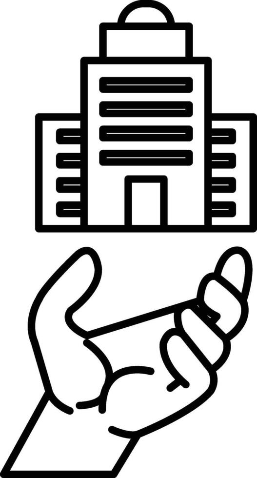 hand is holding a building in the air vector