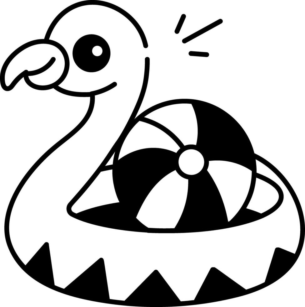 Sketchy style icon showing an inflatable flamingo vector