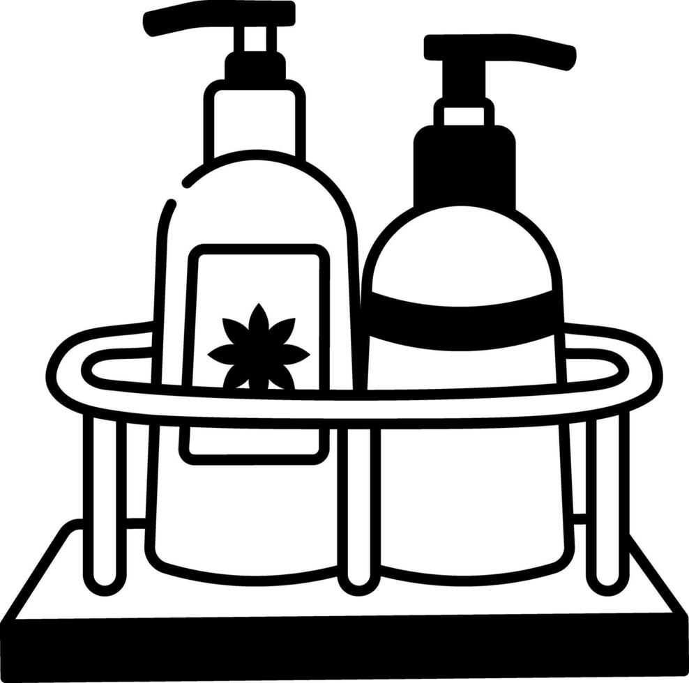 Hand drawn icon showing shampoo bottles vector