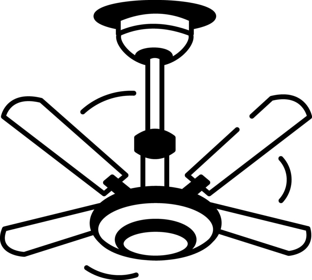 Sketchy style icon showing a ceiling fan with rotating blades vector