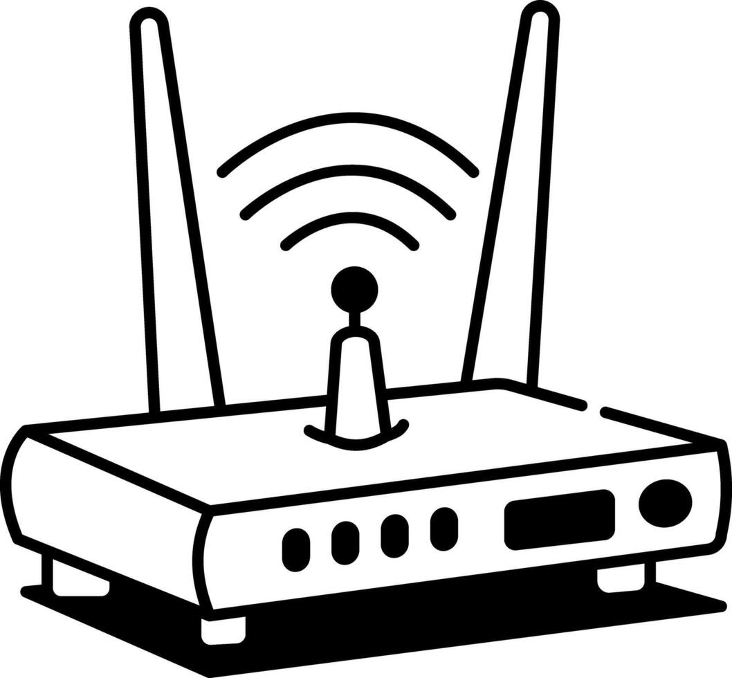 A doodle style icon showing wifi router device vector
