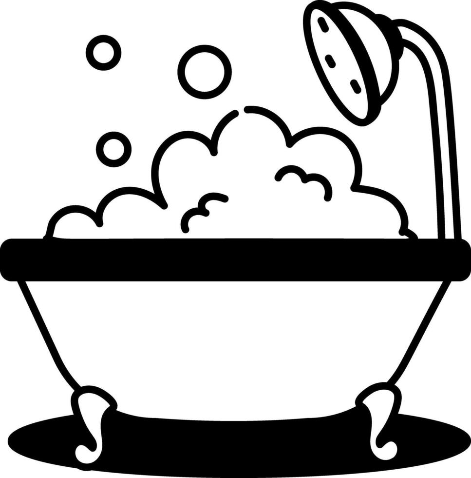 A bathtub filled with bubbly foam, hand drawn icon vector