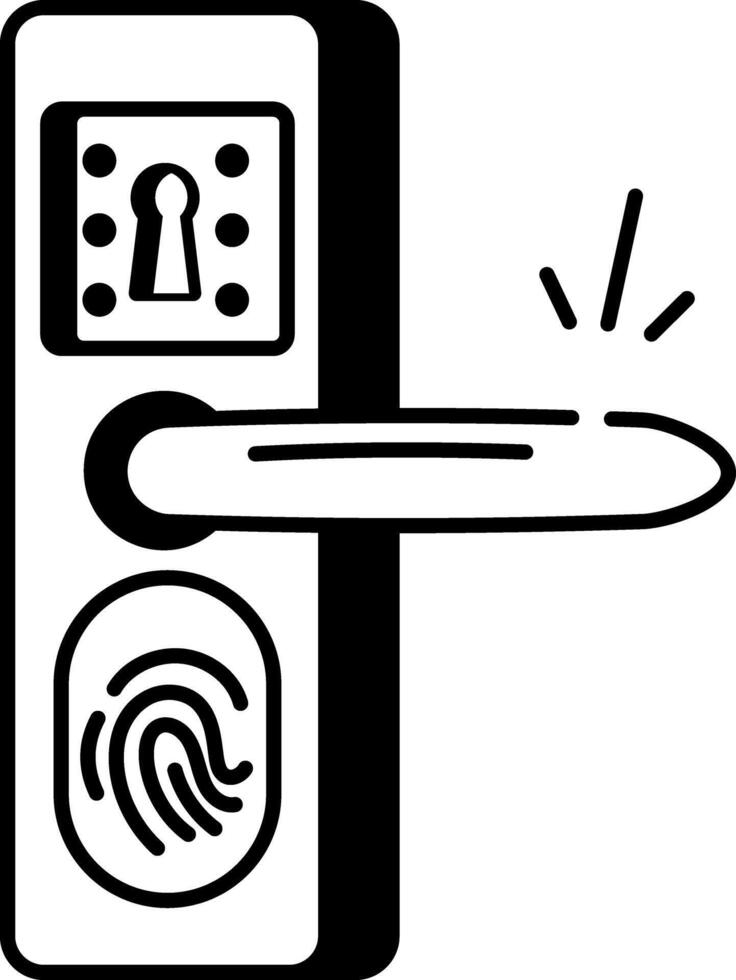 Doodle style icon showing a fingerprint lock on a door handle vector