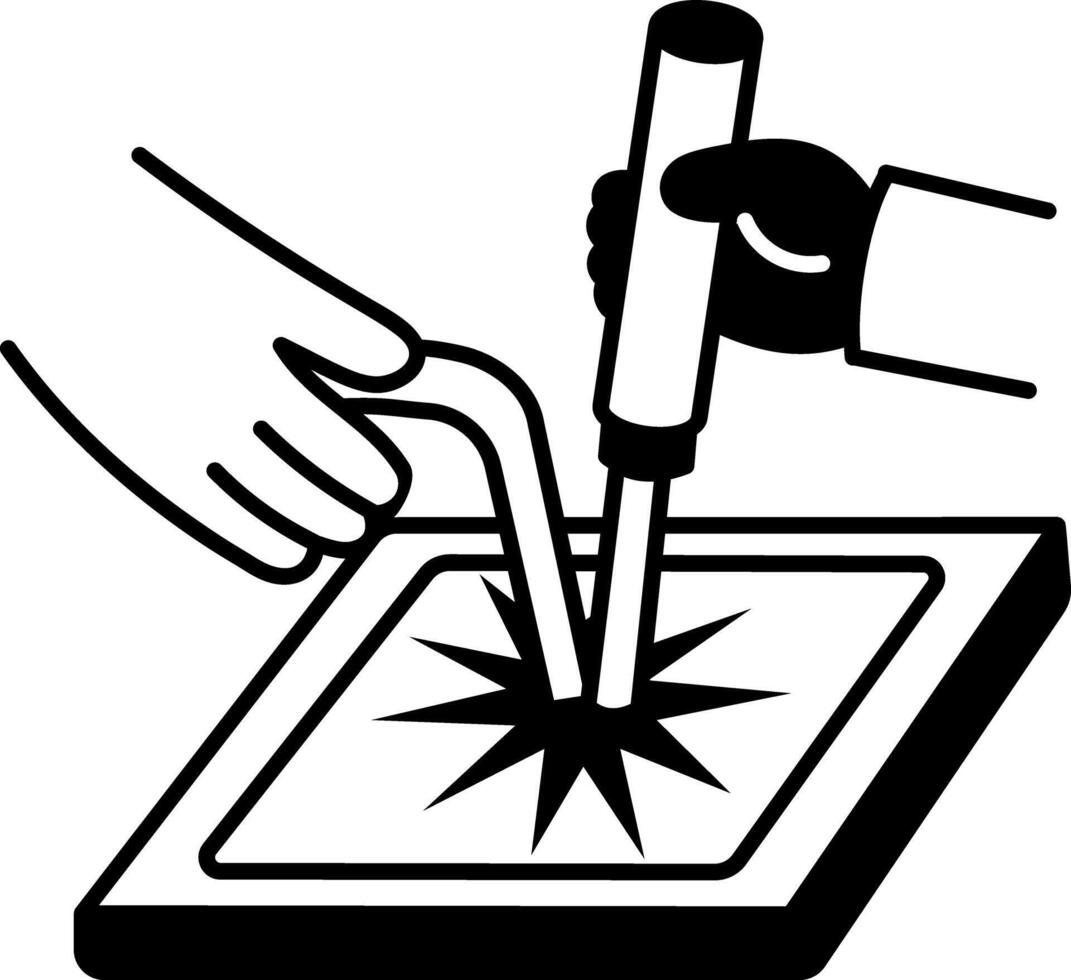A doodle style icon of a plasma cutter vector