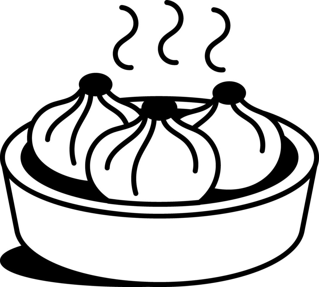Hot dumplings icon in hand drawn style vector