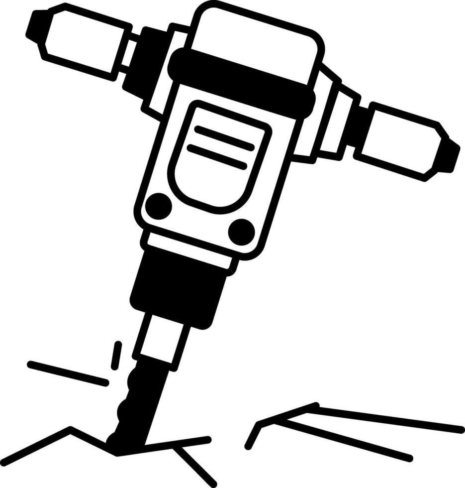 A doodle style icon of a jack hammer vector