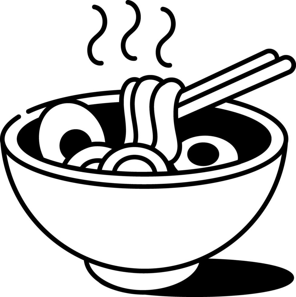 A doodle style icon of ramen noodles bowl vector