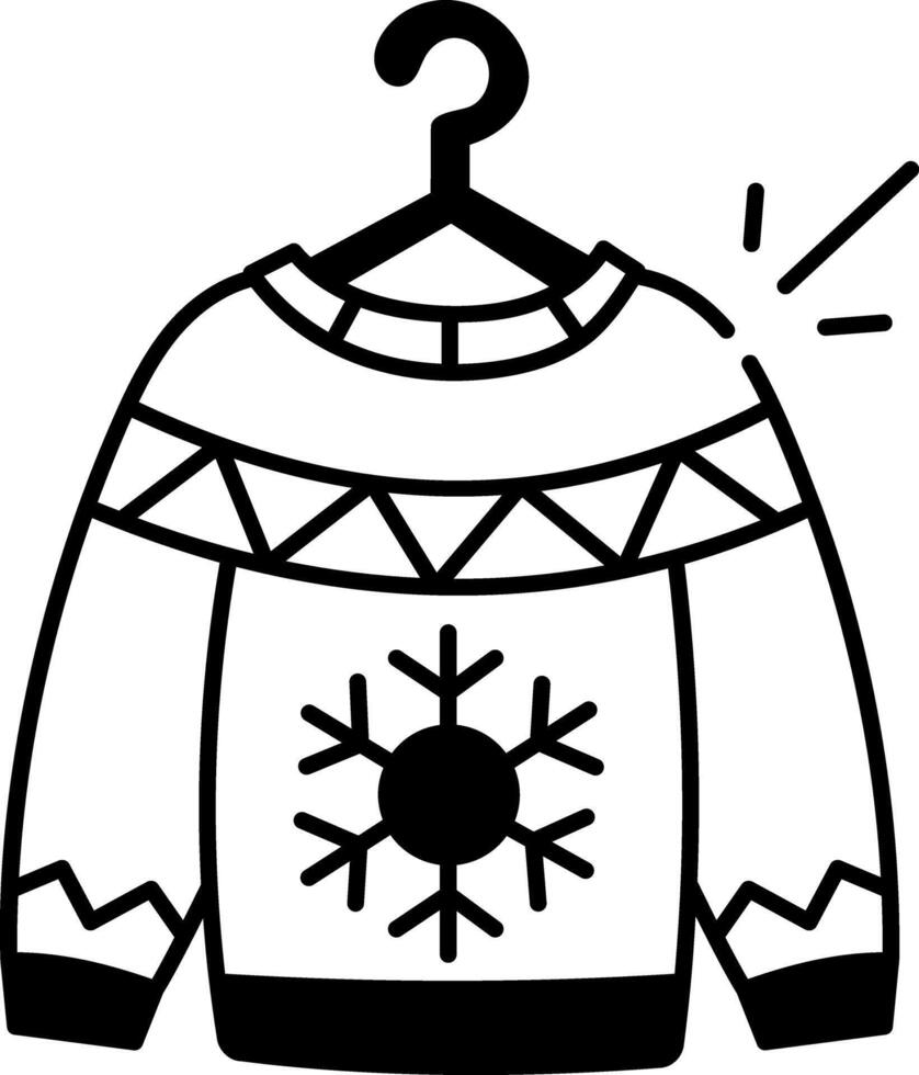 Knitted sweater icon in hand drawn style vector