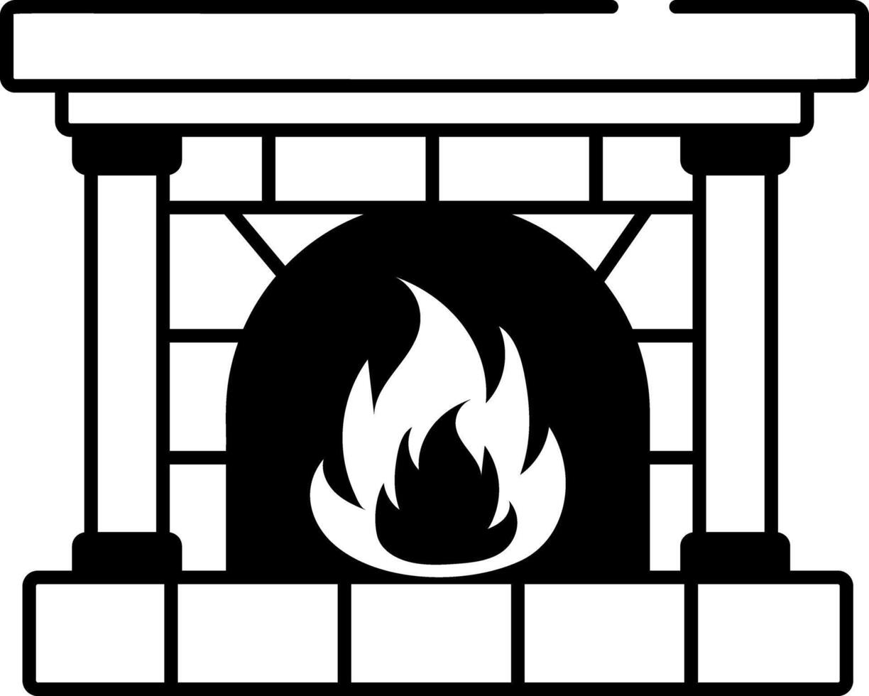 A hand drawn style icon of cozy fireplace vector