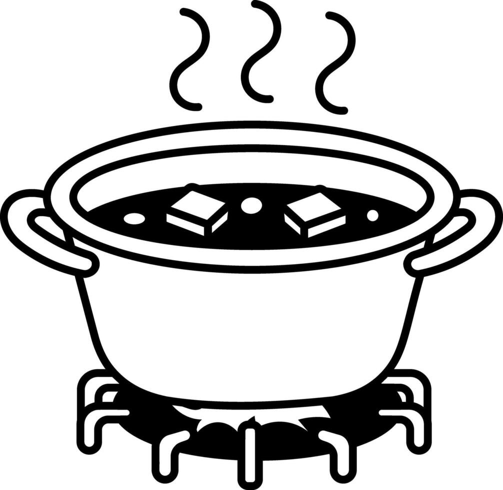A doodle style icon of a soup pot vector