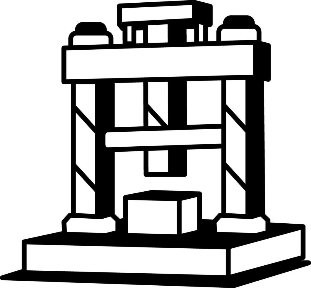 A hand drawn icon of hydraulic press vector