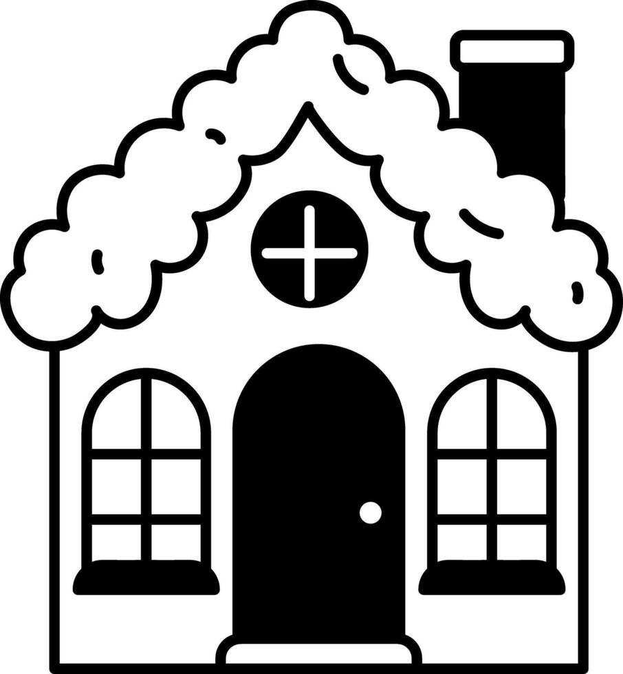 A doodle style icon showing a snow house vector