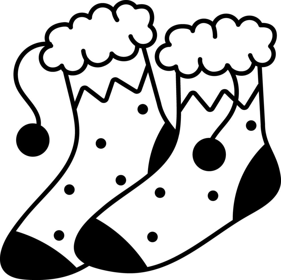 Winter socks icon in hand drawn style vector