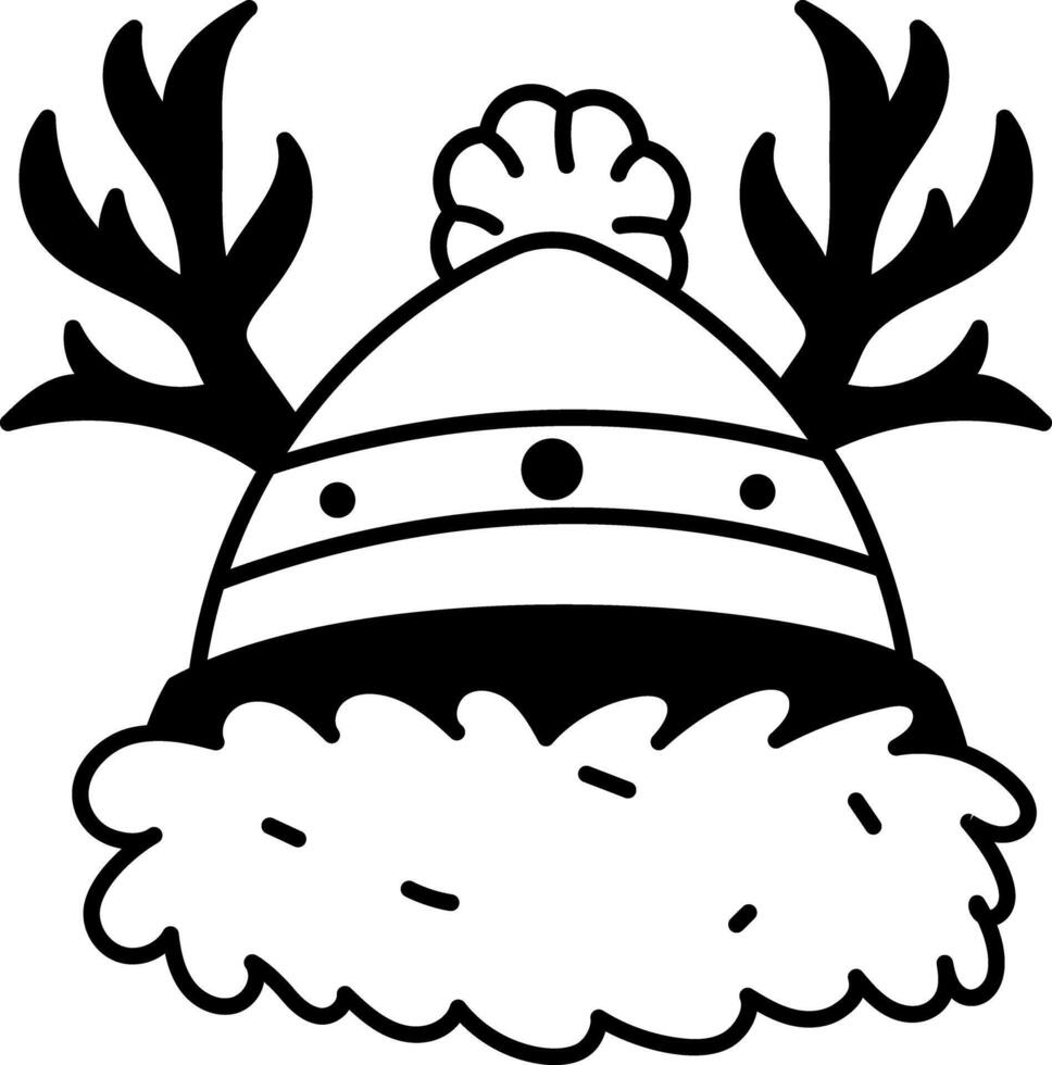 Christmas antlers hat icon in doodle style vector